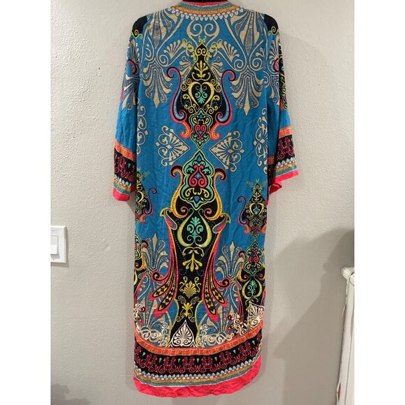 Anthropologie Flying Tomato Bohemian long cardigan Multicolor Kimono Size M - Picture 2 of 6
